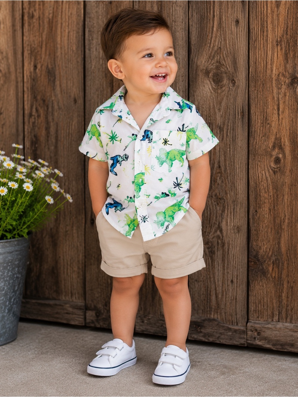 Baby B.U.M. Dinosaur Button-Up Shirt 12 Months
